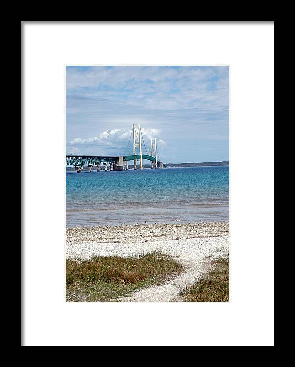 Usa Framed Print featuring the photograph Mackinac Bridge Path to Lake by LeeAnn McLaneGoetz McLaneGoetzStudioLLCcom
