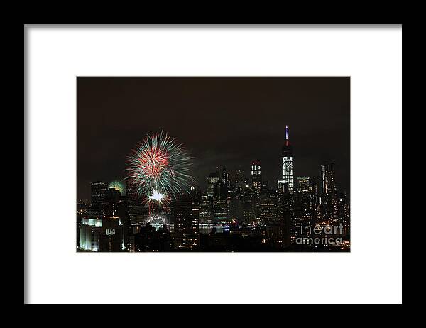 Fireworks Framed Print featuring the photograph Macy's-July 4th 2015-fireworks-3 by Steven Spak