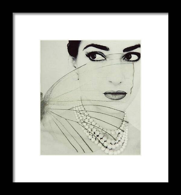 Maria Callas Framed Print featuring the digital art Madam Butterfly - Maria Callas by Paul Lovering