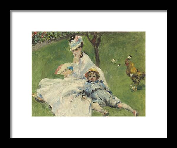 Auguste Renoir Framed Print featuring the painting Madame Monet And Her Son by Auguste Renoir