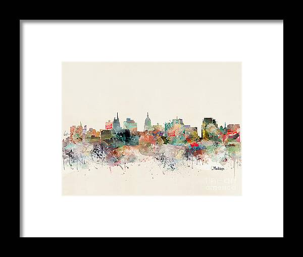 Madison Framed Print featuring the painting Madison Wisconsin Skyline by Bri Buckley