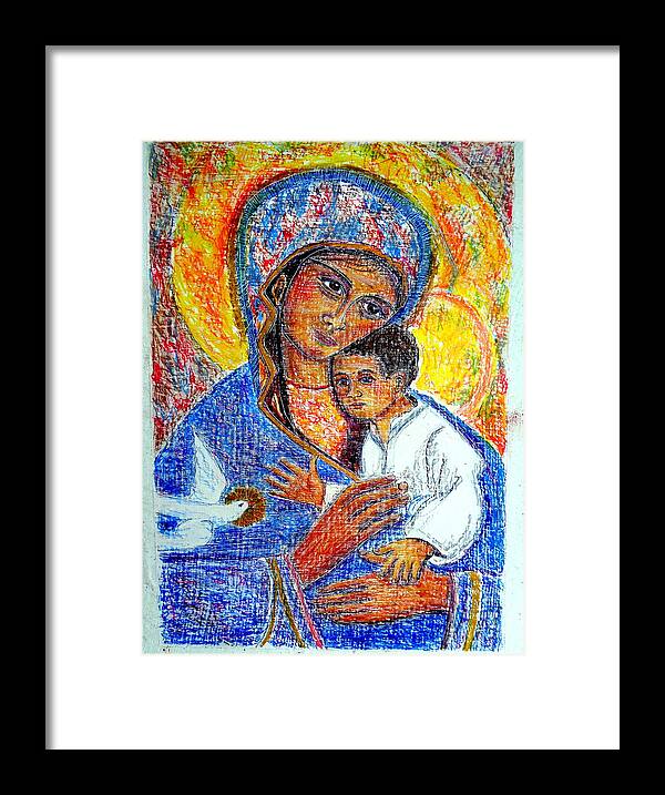 Virgin Mary Framed Print featuring the painting Madonna and Child by Sarah Hornsby
