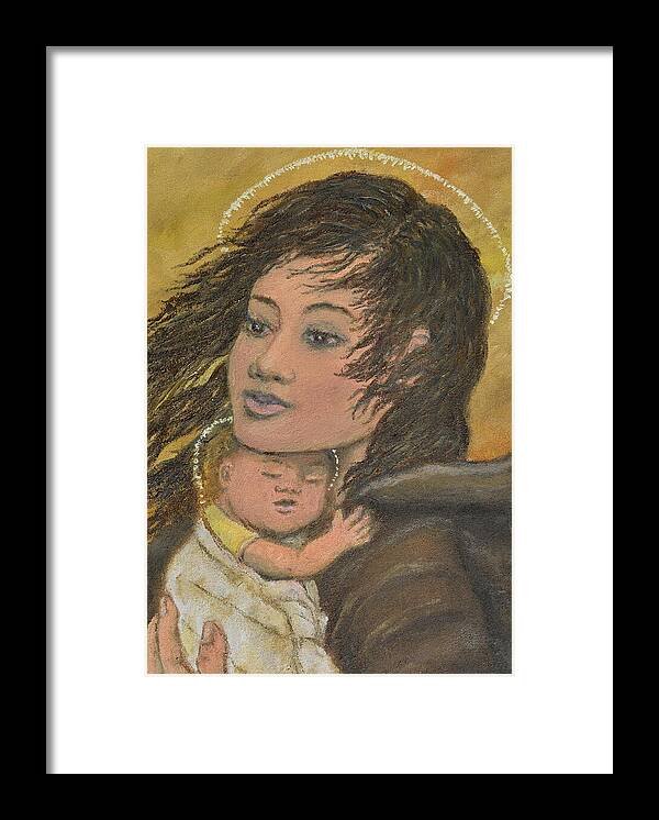 Madonna Framed Print featuring the painting Madonna of the Prairie Wind by Kathleen McDermott