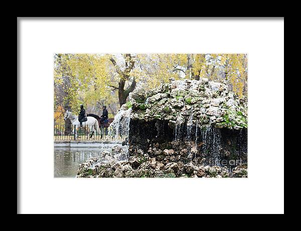 Green Framed Print featuring the photograph Madrid police by Andrew Michael
