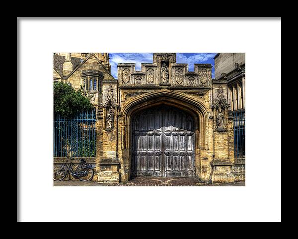 Yhun Suarez Framed Print featuring the photograph Magdalen College Door - Oxford by Yhun Suarez