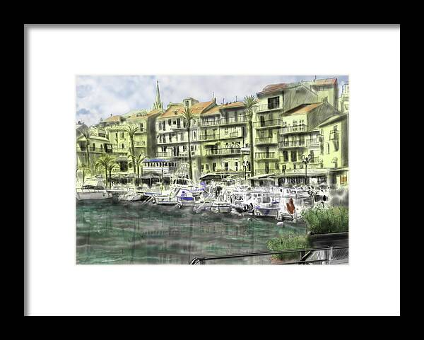 Coast Of Monaco Along The Mediterranean. Framed Print featuring the painting Magic al Monaco by Rob Hartman