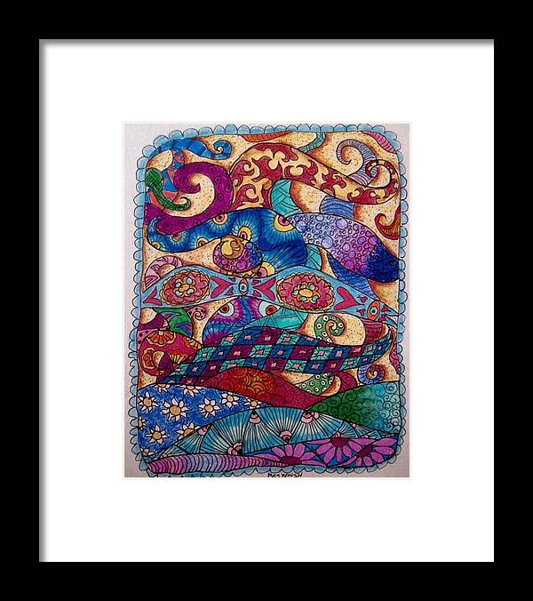 Drawings Framed Print featuring the drawing Magic carpet ride 1 by Megan Walsh