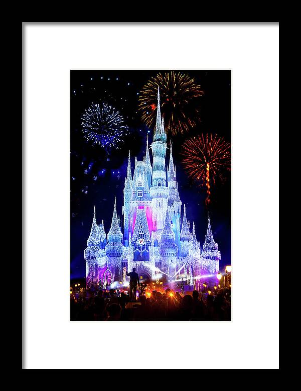 Magic Kingdom Framed Print featuring the photograph Magic Kingdom Fireworks by Mark Andrew Thomas