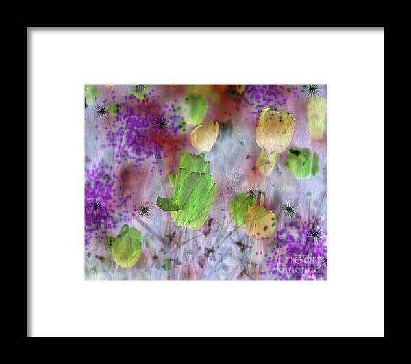 Tulips Framed Print featuring the photograph Magic Tulips and Purple Brush Effect by Silva Wischeropp
