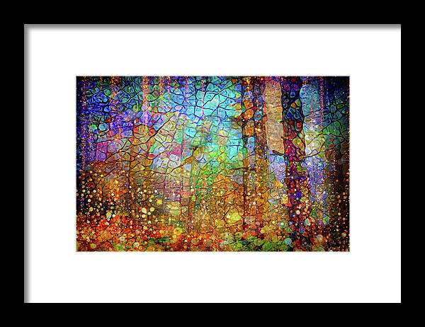 Deep In The Woods Framed Print featuring the mixed media Magical woods by Lilia S