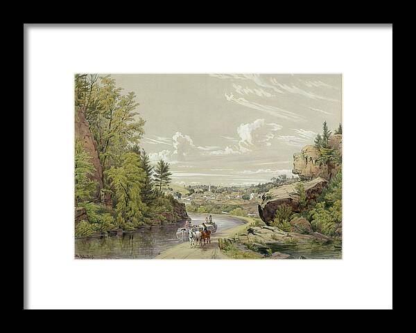 Magnifying Glass View Of Little Falls Framed Print featuring the painting Magnifying Glass View of Little Falls by William Rickerby Miller