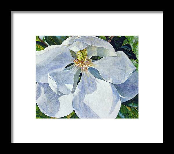 Painting Framed Print featuring the painting Magnolia by Lisa Tennant