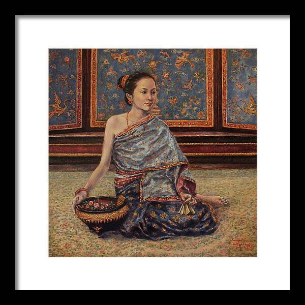 Luang Prabang Framed Print featuring the painting Maiden of the Inner Palace by Sompaseuth Chounlamany