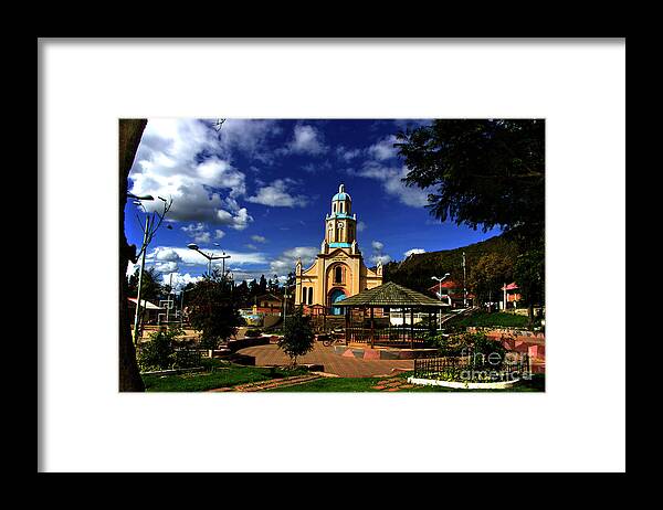 Catholic Framed Print featuring the photograph Main Plaza At Paccha, Ecuador II by Al Bourassa