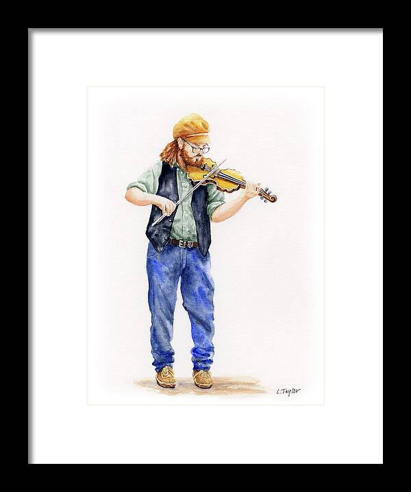 Musician Framed Print featuring the painting Main Street Minstrel 1 by Lori Taylor