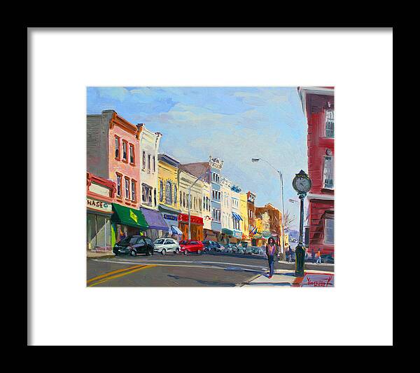 Main Street Framed Print featuring the painting Main Street Nayck NY by Ylli Haruni
