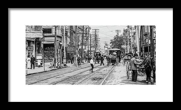 Hudson Valley Framed Print featuring the photograph Main Street, Poughkeepsie, 1906 by The Hudson Valley