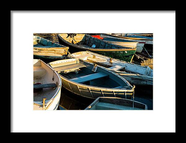 Maine Framed Print featuring the photograph Maine Boats at Sunset by Ranjay Mitra