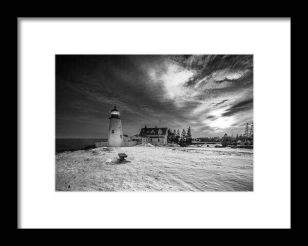 Maine Framed Print featuring the photograph Maine Coastal Storm over Pemaquid Lighthouse by Ranjay Mitra