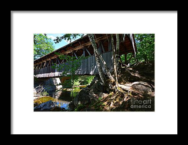 Maine Covered Bridge Framed Print featuring the photograph Maine Covered Bridge by Steve Brown