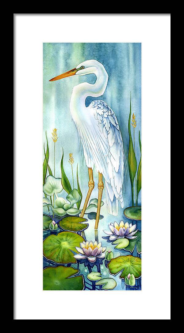  Framed Print featuring the painting Majestic White Heron by Lyse Anthony