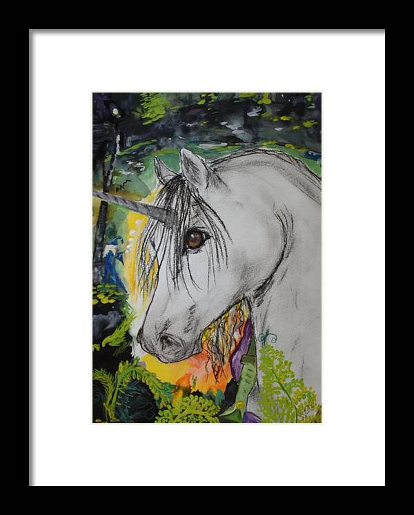 Unicorn Framed Print featuring the painting Majik by Susan Voidets