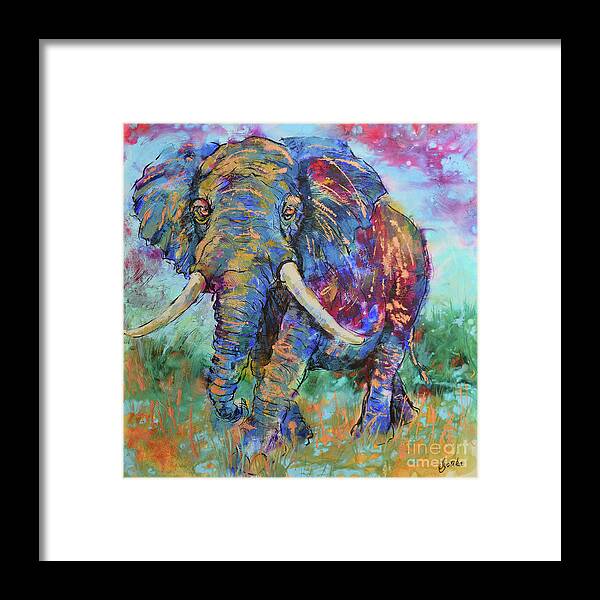 Elephant Framed Print featuring the painting Majestic Elephant by Jyotika Shroff