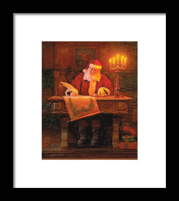 Christmas Framed Print featuring the painting Making a List by Greg Olsen