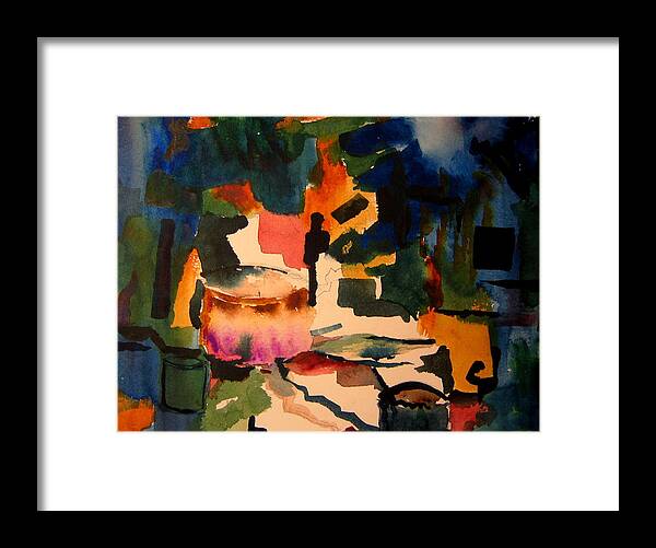 Watercolor Framed Print featuring the painting Making Banana Beer by Carole Johnson