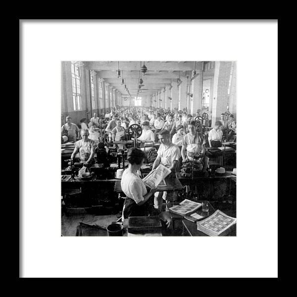 washington Dc Framed Print featuring the photograph Making Money at the Bureau of Printing and Engraving - Washington DC - c 1916 by International Images
