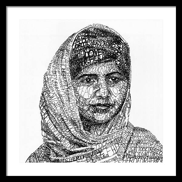 Girl Framed Print featuring the drawing Malala Yousafzai by Michael Volpicelli