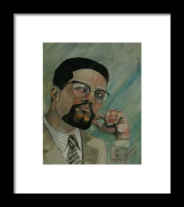 Malcom X Framed Print featuring the painting Malcom X by Ray Agius