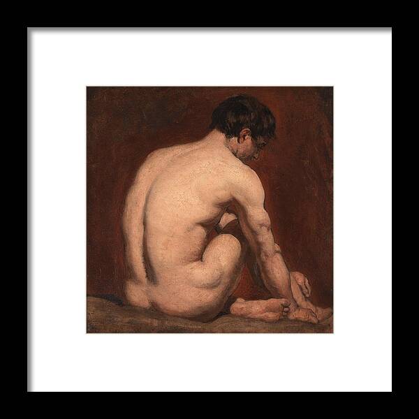  Nude Framed Print featuring the painting Male Nude from the Rear by William Etty