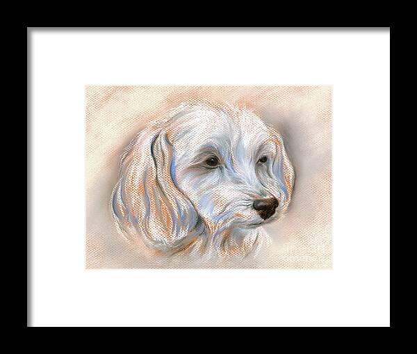 Dog Framed Print featuring the pastel Maltipoo Portrait 2 by MM Anderson