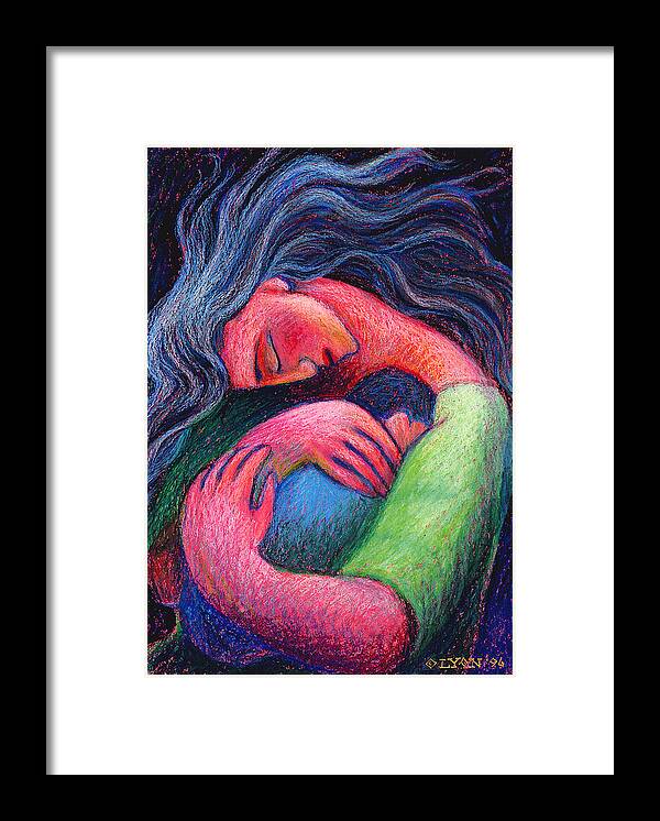 Pastels Framed Print featuring the pastel Mama Mama O How I Miss How You Hold Me by Angela Treat Lyon