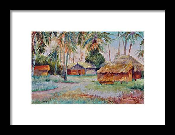 Mambasa Framed Print featuring the painting Hut Village in Mambasa by Ginger Concepcion