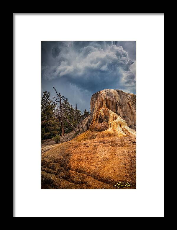 Mammoth Hot Springs Framed Print featuring the photograph Mammoth Under Storm by Rikk Flohr