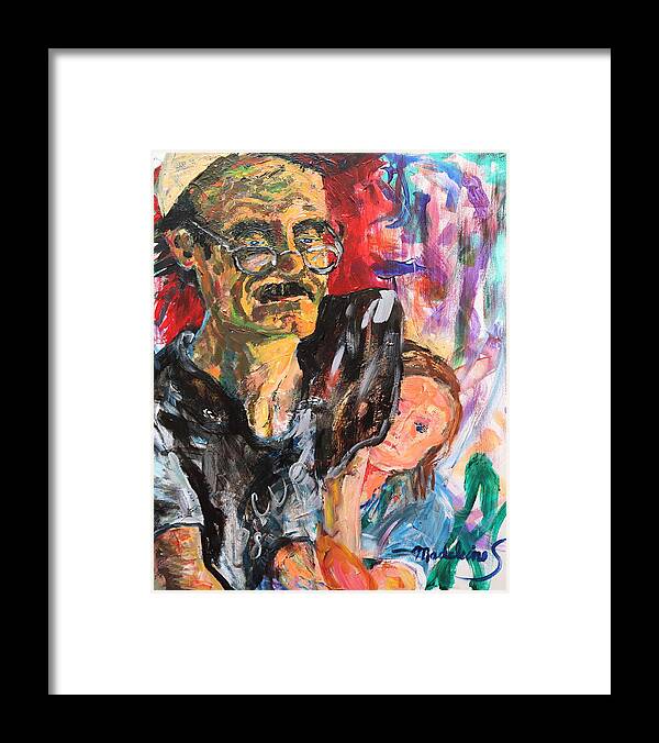 Portrait Framed Print featuring the painting Man and child by Madeleine Shulman