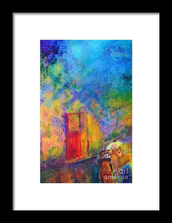 Man Framed Print featuring the painting Man and Horse on a Journey by Claire Bull