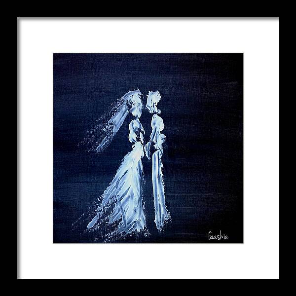 Man Framed Print featuring the painting Man and woman by Faashie Sha