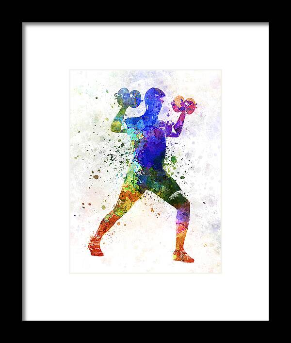 Body Framed Print featuring the painting Man exercising weight training by Pablo Romero