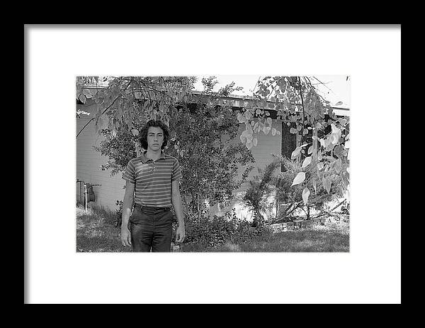 Phoenix Framed Print featuring the photograph Man in Front of Cinder-block Home, 1973 by Jeremy Butler