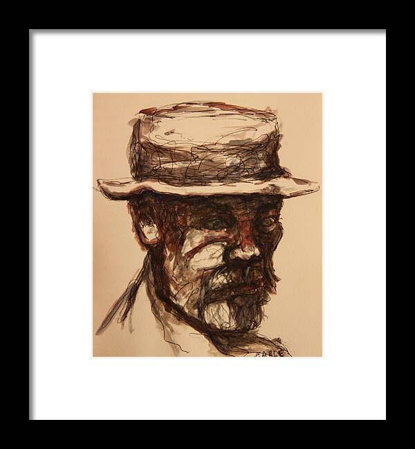 Portrait Framed Print featuring the painting Man on a Park Bench by Dan Earle