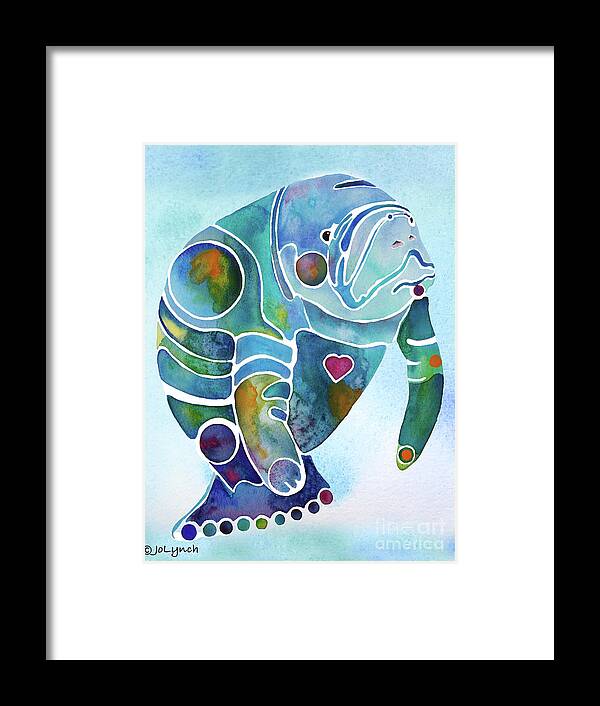 Manatee Framed Print featuring the painting Manatee Blues by Jo Lynch