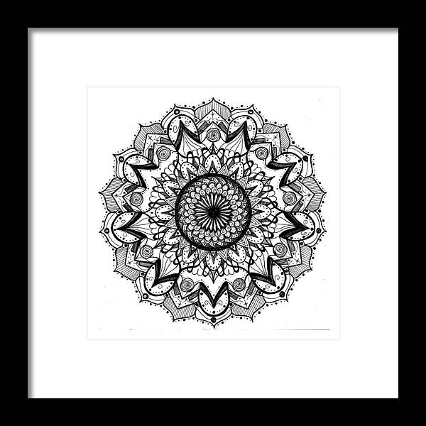 Mandala Framed Print featuring the drawing Mandala #13 by Eseret Art