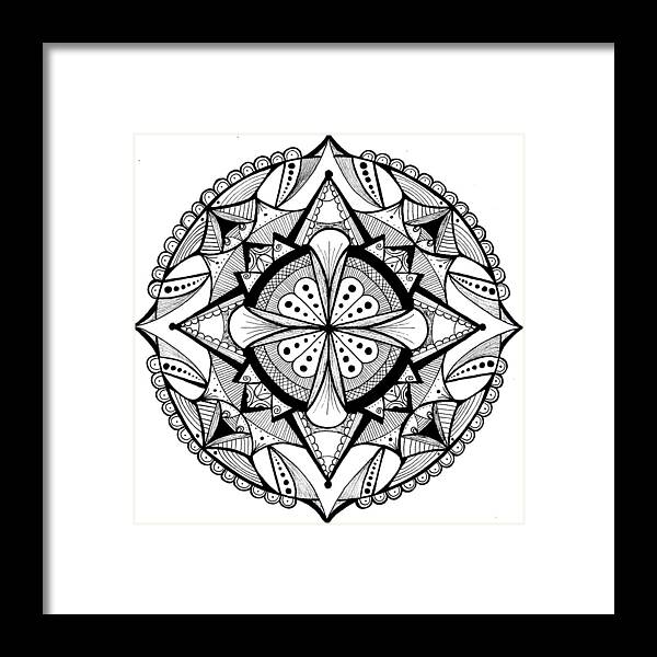 Mandala Framed Print featuring the drawing Mandala #18 by Eseret Art