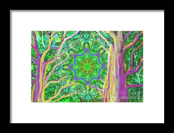 Mandala Framed Print featuring the painting Mandala Forest by Hidden Mountain