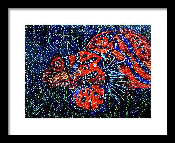 Dreamtime Framed Print featuring the painting Dreamtime Mandarin by Cora Marshall