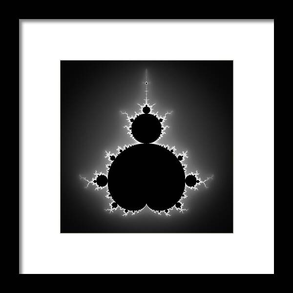 Mandelbrot Set Framed Print featuring the digital art Mandelbrot Set black and white Fractal Art by Matthias Hauser