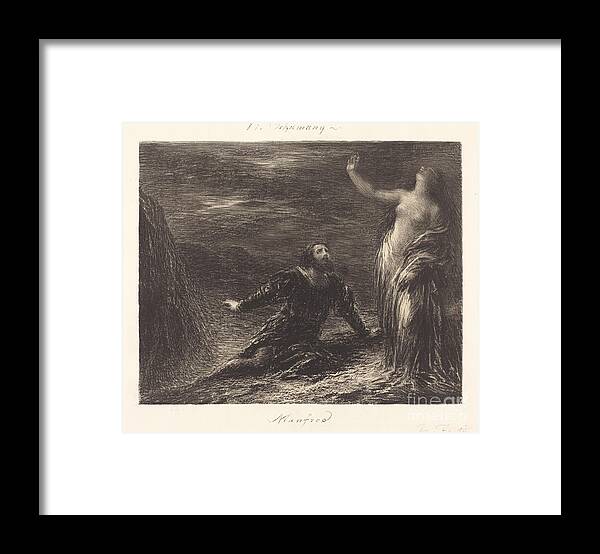  Framed Print featuring the drawing Manfred And Astarte (2nd Plate) by Henri Fantin-latour